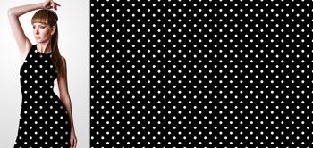 32005v materiał ze wzorem czarne grochy na białym tle